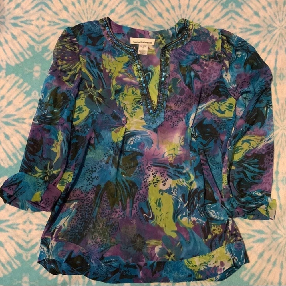 Serengeti floral sheer tunic small